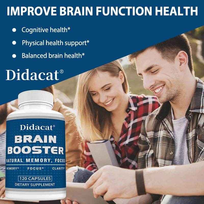 Didacat Brain Supplements - Helps with Memory, Clarity, Focus, Balanced Energy Levels, Supports Brain Health