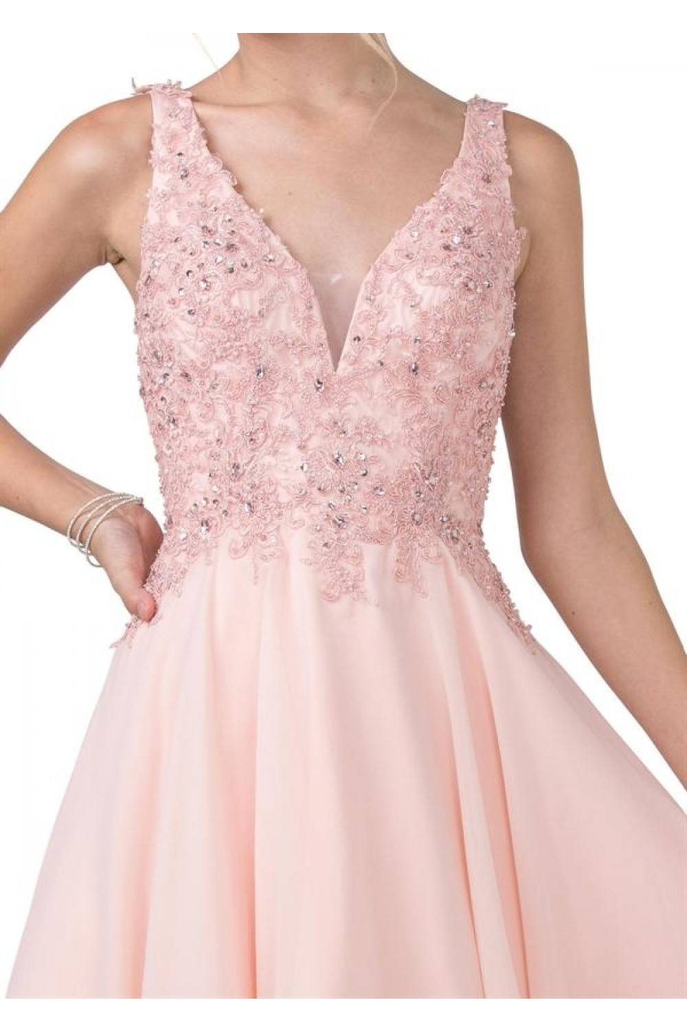 CLEARANCE - Aspeed S2331 Embroidered V-Neck Short A-Line Dress (Size Medium) by DiscountDressShop