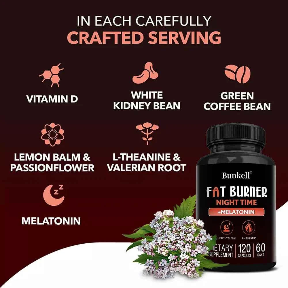 Fat Burning Supplement + Melatonin Supplement - for Sleep, Muscle, Metabolism and Weight Management,Boost Metabolism