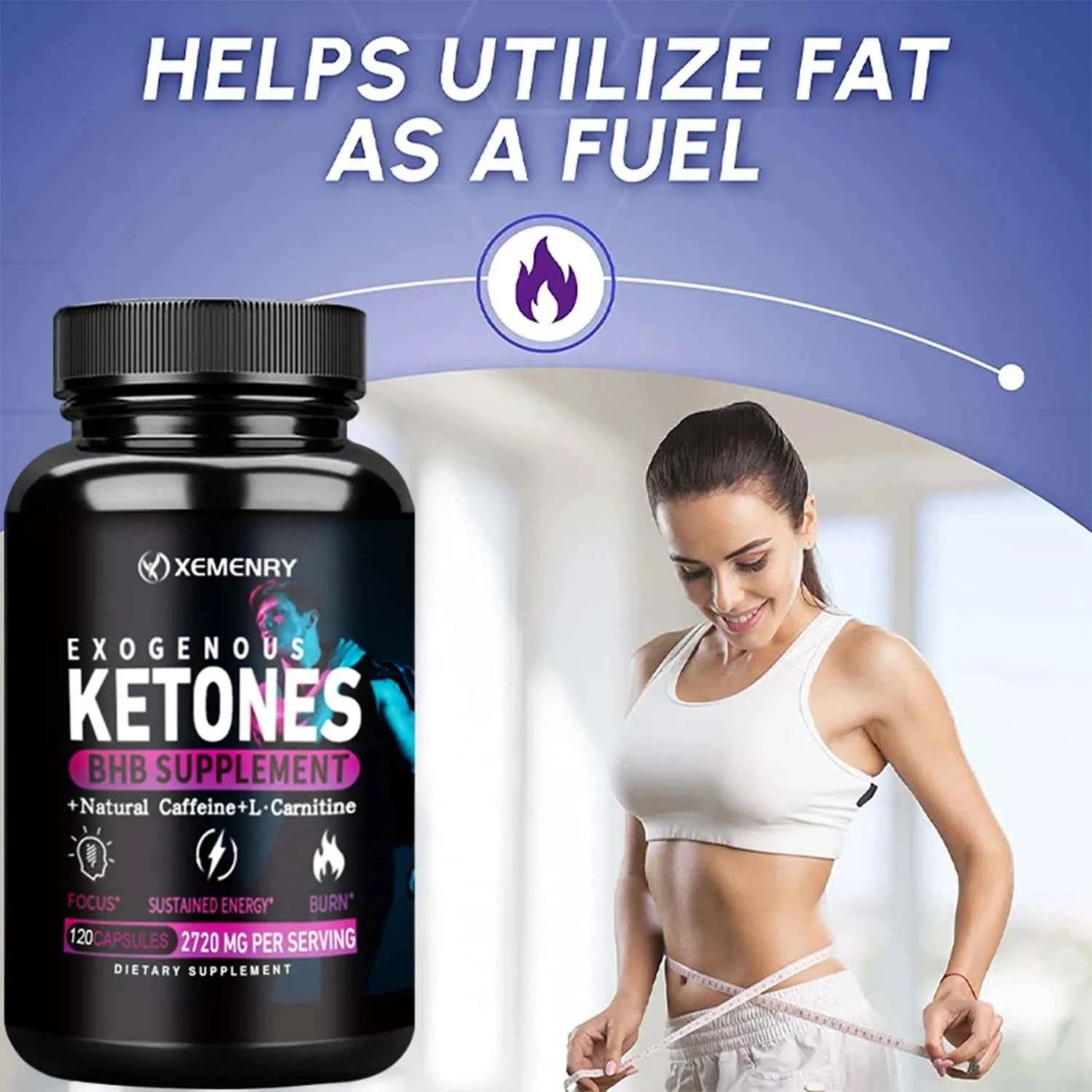 Keto BHB Exogenous Ketone - Fat Burning, Boosts Immunity, Boosts Metabolism, Food Suppressant - 120 Capsules
