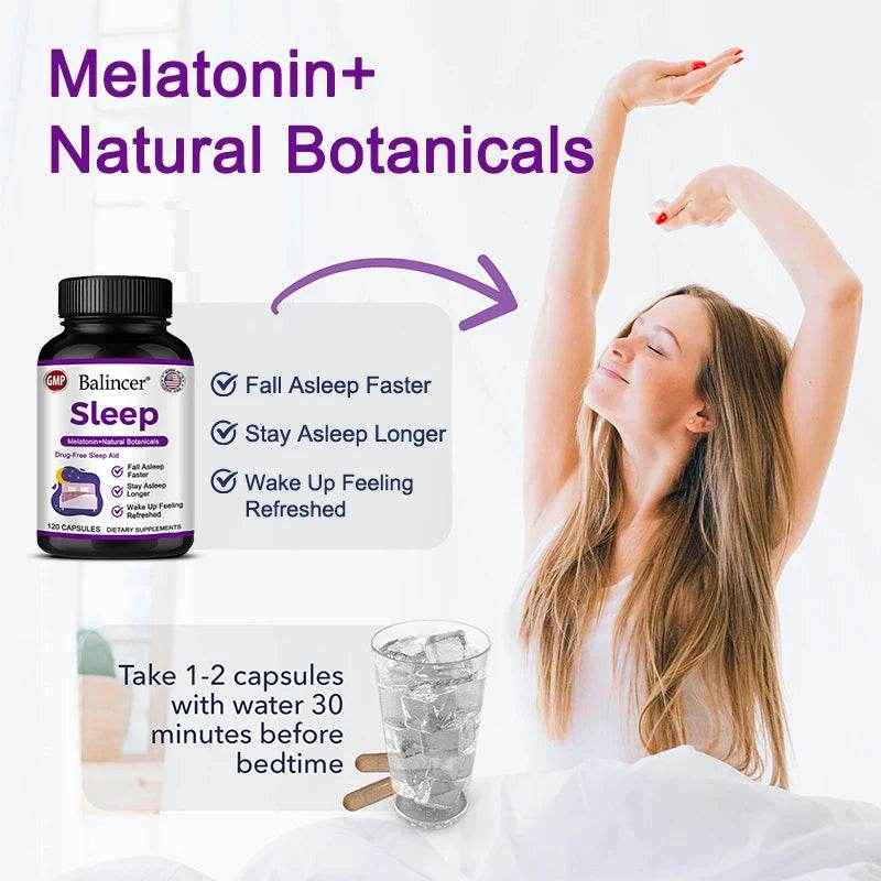 Sleep Supplement - Melatonin + Natural Plant Extracts, Promotes Healthy Sleep Cycles, Supports Immune Health, Antioxidant