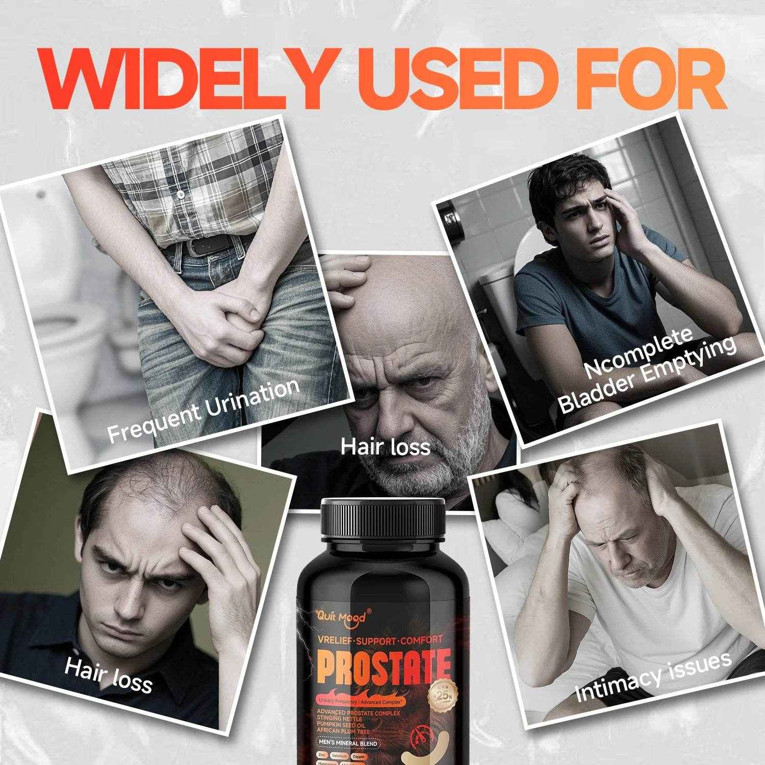 Quit mood - Advanced Prostate Support | Stinging Nettle, Pumpkin Seed Oil & African Plum Extract | 60 Caps - Men’s Health Focus