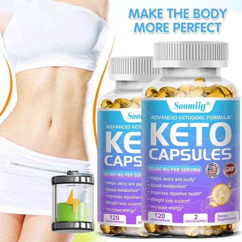 Keto Fat Burning Capsules - Promote metabolism - burn fat, enzyme detoxification, suppress appetite, enhance energy