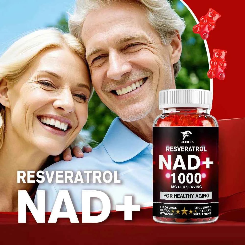 NAD+ Resveratrol Supplement Gummies - High Absorption, Energy Supplement, Daily Energy & Skin Support - 60 Gummies