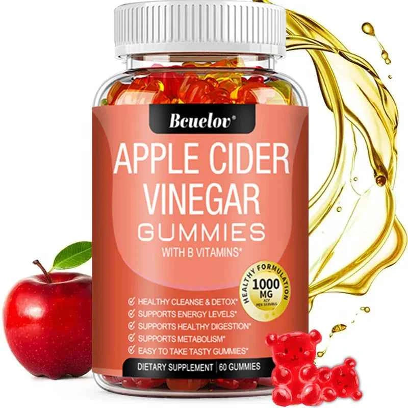 Bcuelov Apple Cider Vinegar Gummy Vitamins - Detox Cleanse, Fat Burner, Weight Management, Digestion Booster, Metabolism