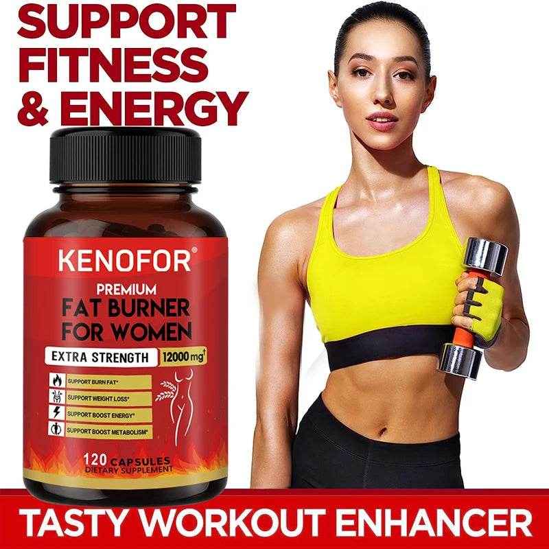 KENOFOR Fat Burner Supplement - Supports Weight Management, Increases Energy, Boosts Metabolism and Detoxification 12000 Mg