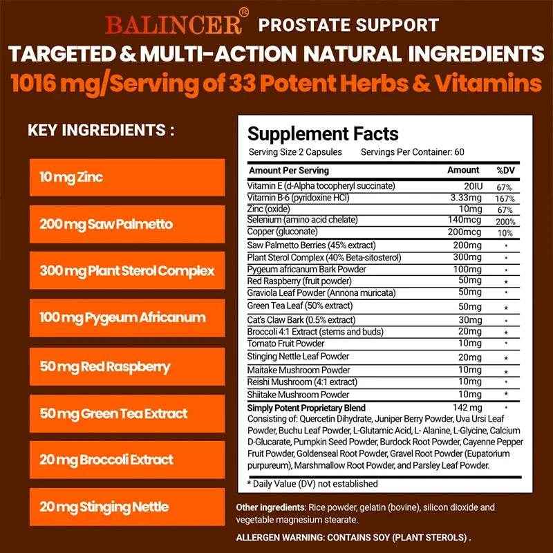 Saw Palmetto Prostate Support Supplement for Urinary Tract Health Hair Growth - Natural Health Food Vitamins & Supplements