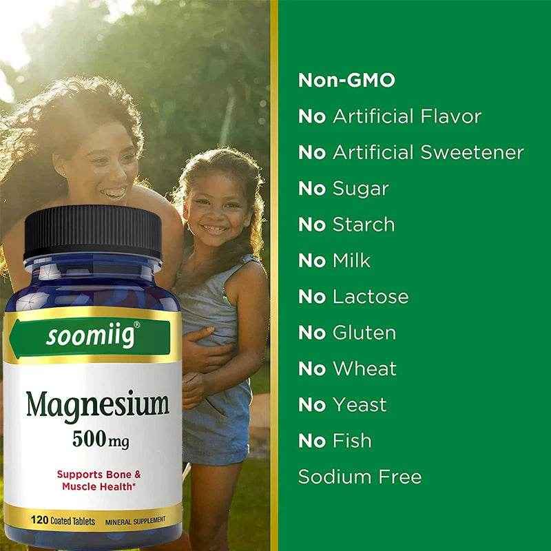 Magnesium Supplement 500 mg, Supports Bone and Muscle Health, Highly Absorbed, Suitable for Women and Men, Non-GMO Veggie Caps