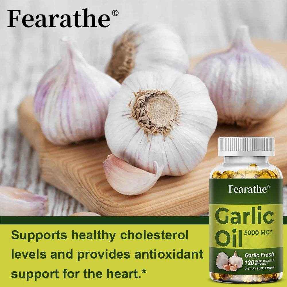 Garlic Oil Capsules, organic extract, promotes healthy cholesterol levels, immune system support