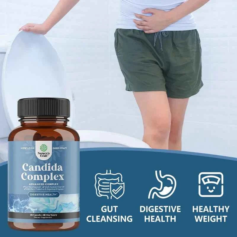 Candida Complex with Digestive Enzymes - Probiotics and Oregano Leaf Extract for Better Digestion, Gut Cleansing and Immunity
