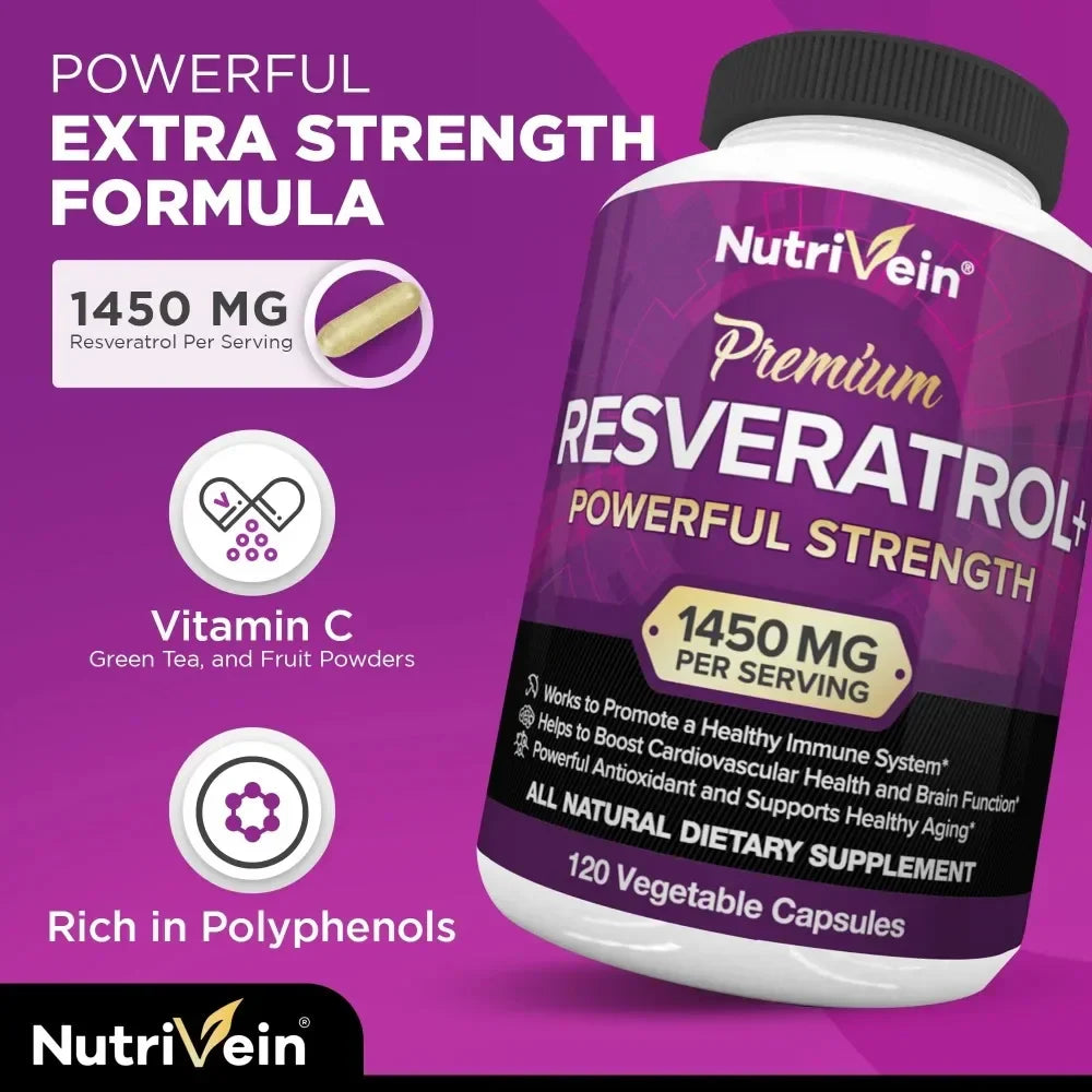 Resveratrol antioxidant supplement for boosting energy levels, immunity, anti-aging, healthy immune system, beauty by Roksy