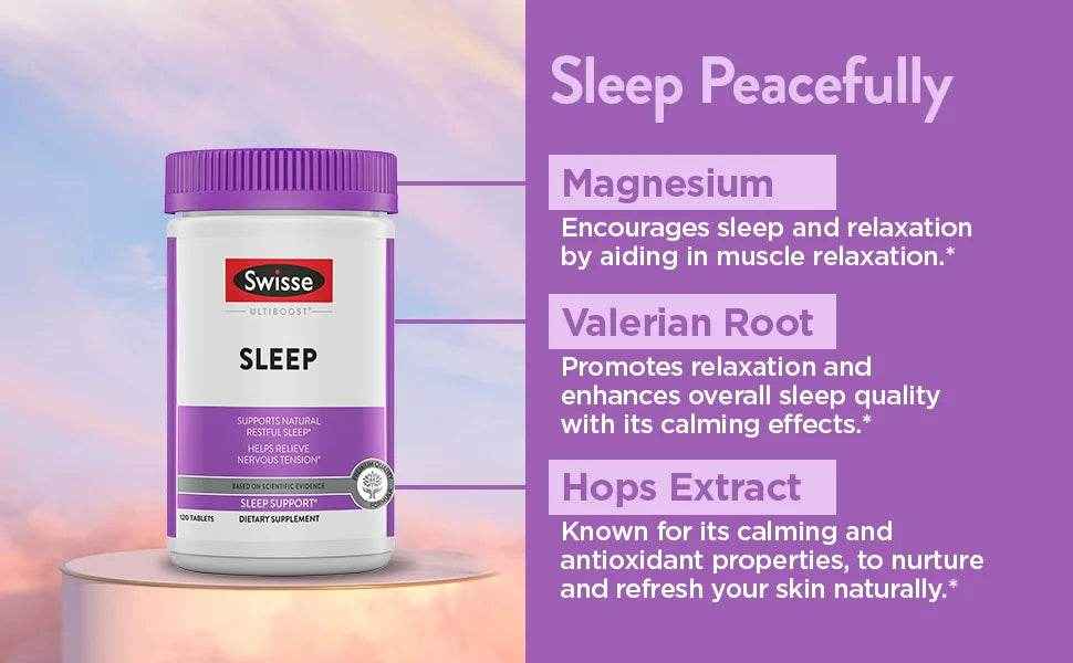 Swisse Sleep Valerian Root Capsules | Valerian Root Extract + Magnesium + Licorice + Hops| Herbal Sleep Supplement | 120 Tablets