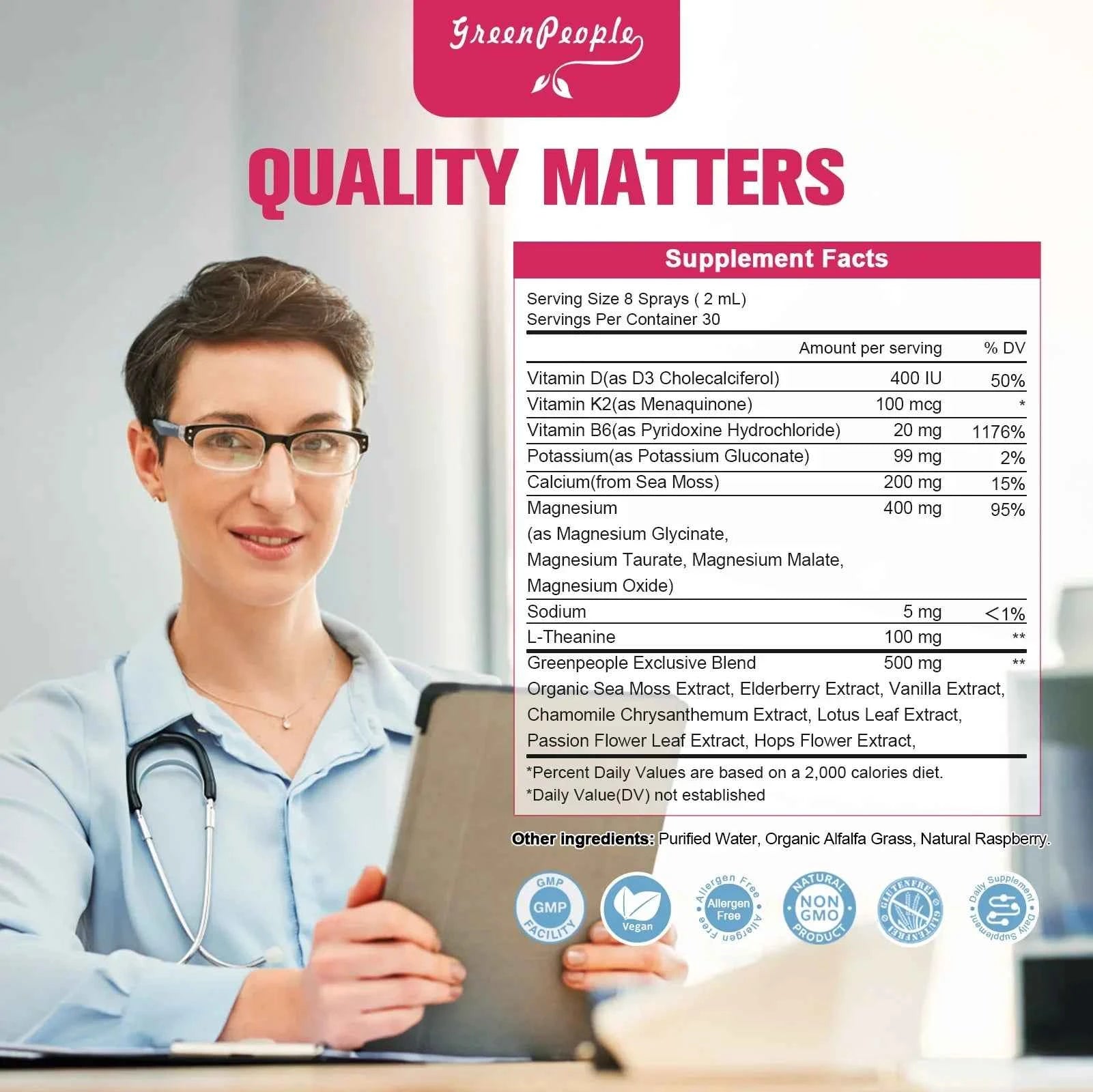 Magnesium Glycinate Liquid, 400mg Magnesium Liquid Supplement with Vitamin B6, C, D, Zinc, Magnesium for Kids and Adults