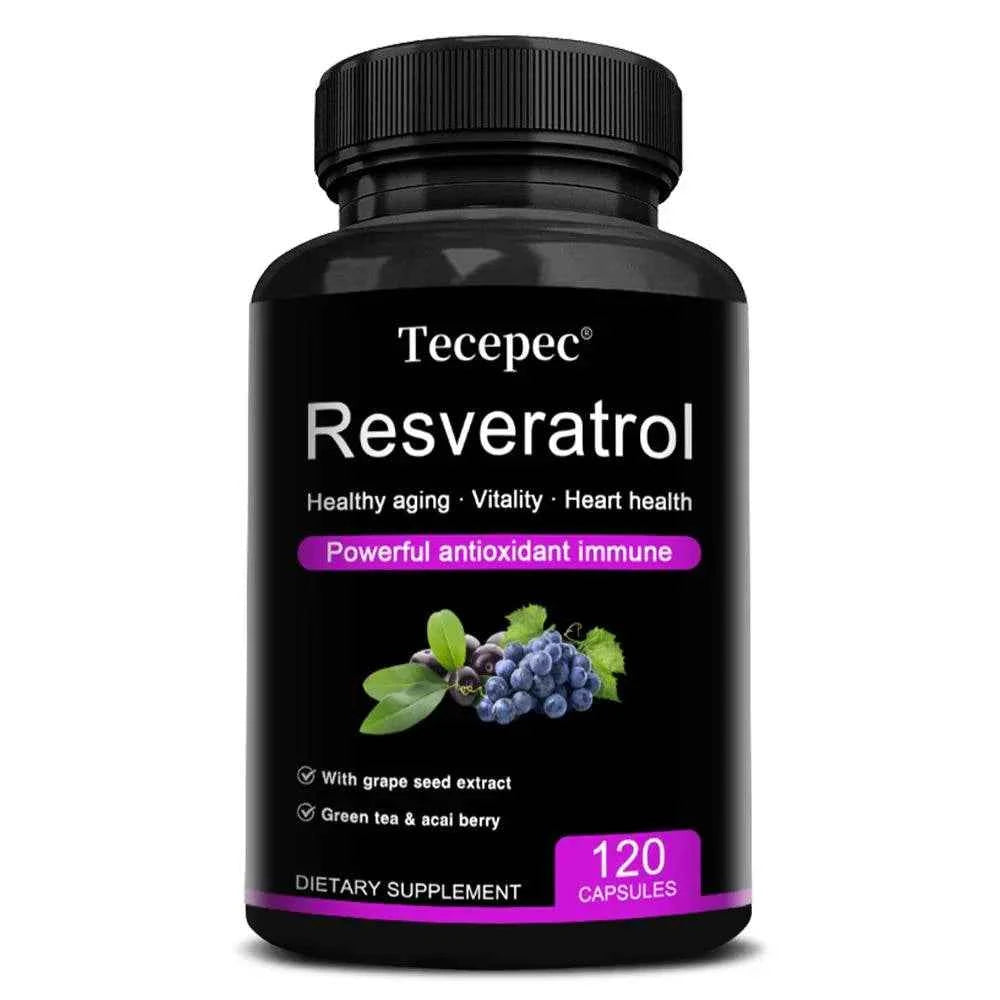 Resveratrol Supplement - Powerful Formula for Healthy Aging, Immune Support & Heart Health with Green Tea Leaf & Grape Seed