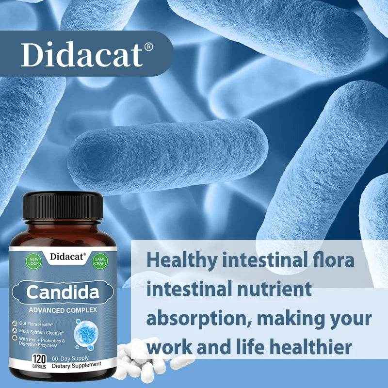 Candida Advanced Complex, Intestinal Supplement, Digestive Support, Constipation, Weight Loss, with Probiotic Digestive Enzymes