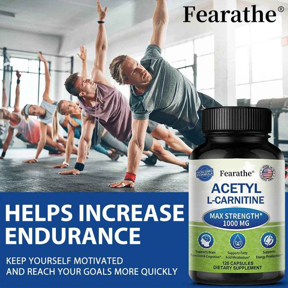Acetyl L-Carnitine Supplement 1000 mg, Brain and Nerve Cell Function, Fatty Acid Metabolism, Brain Enhancer