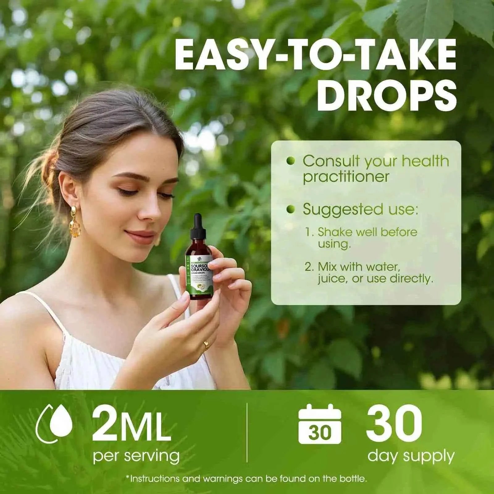 Soursop Graviola Liquid Drop for Cell Support & Regeneration, Immune System and Gut Health Support, Soursop Bitters Liquid