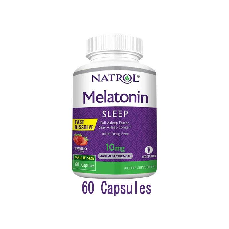 Melatonin Sleep Supplement 10 Mg - Immune Support, Stress Relief, Fall Asleep Faster, Focus & Concentration, Non-GMO