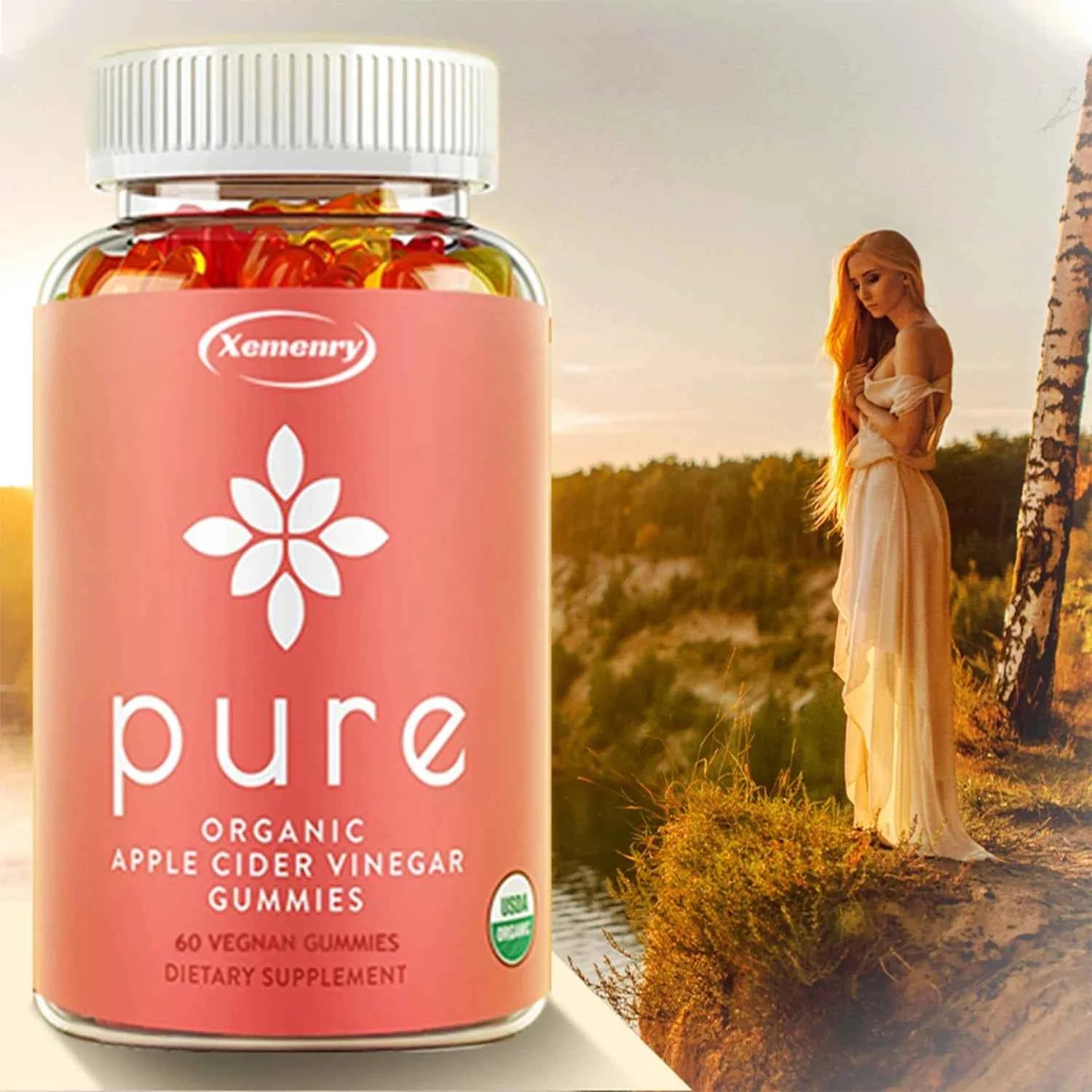 Pure Apple Cider Vinegar - Weight Management, Metabolism Boost, Fat Burning, Appetite Suppressant, Detoxification - 60 Gummies