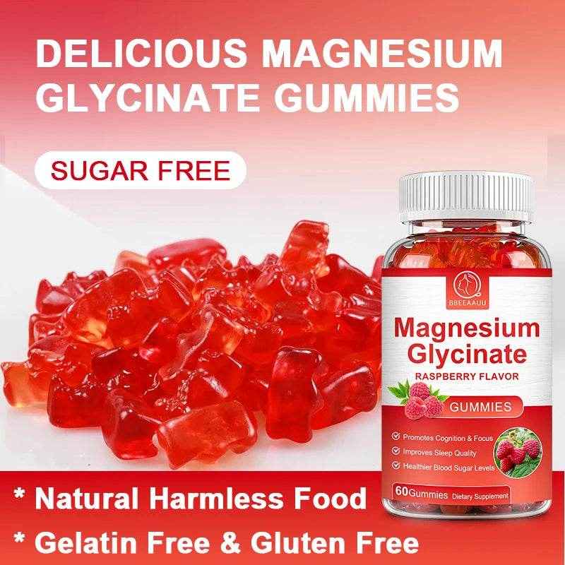 Magnesium Glycinate Gummies - Sugar Free Magnesium Potassium Supplement for Calm Support & Sleep for Adults