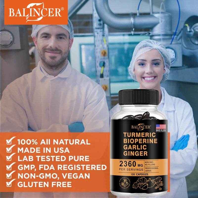 Turmeric Ginger Supplement for Digestive Health, Immune Health, Inflammation and Joint Health Powerful Formula