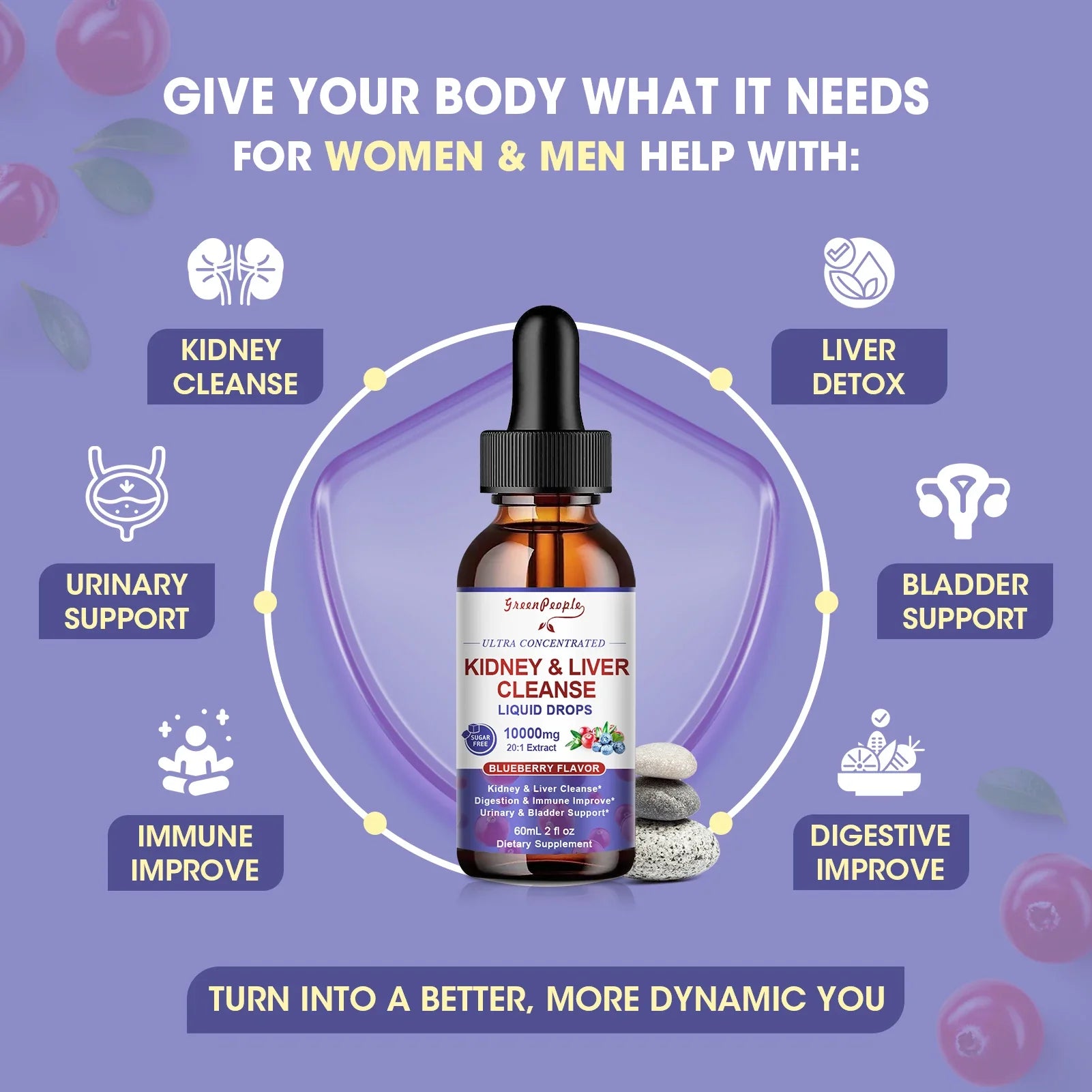 100 Natural 1000mg Cranberry Extract Kidney and Liver Cleansing Drops Urinary & Bladder Health Support by Roksy