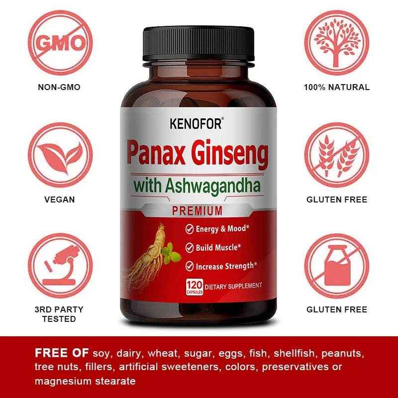 Ginseng and Ashwagandha Extracts - Supports energy, strength, vitality and performance for men and women