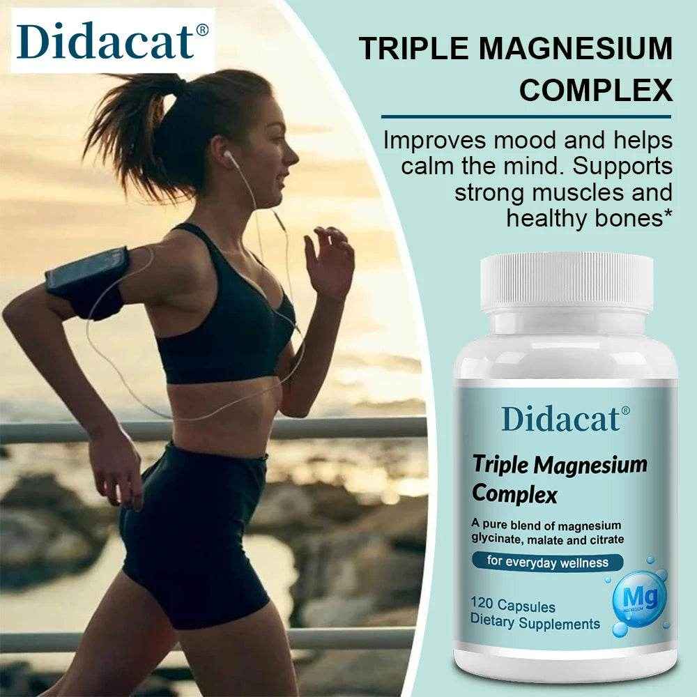 Magnesium Glycine, Malate & Citrate Capsules – Muscle, Bone, Cardiovascular & Nerve, Highly Absorbable, Triple Magnesium Complex