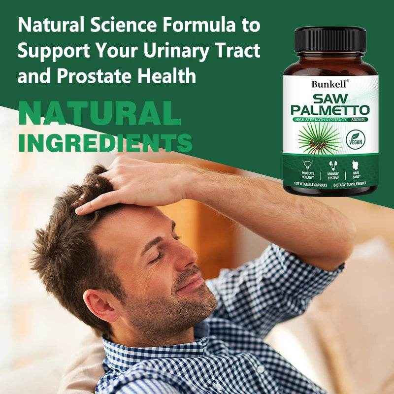 Saw Palmetto Supplement 500mg – Anti-Aging Hair Vitamins To Help with Hair Care, Support Urinary Tract and Prostate Health