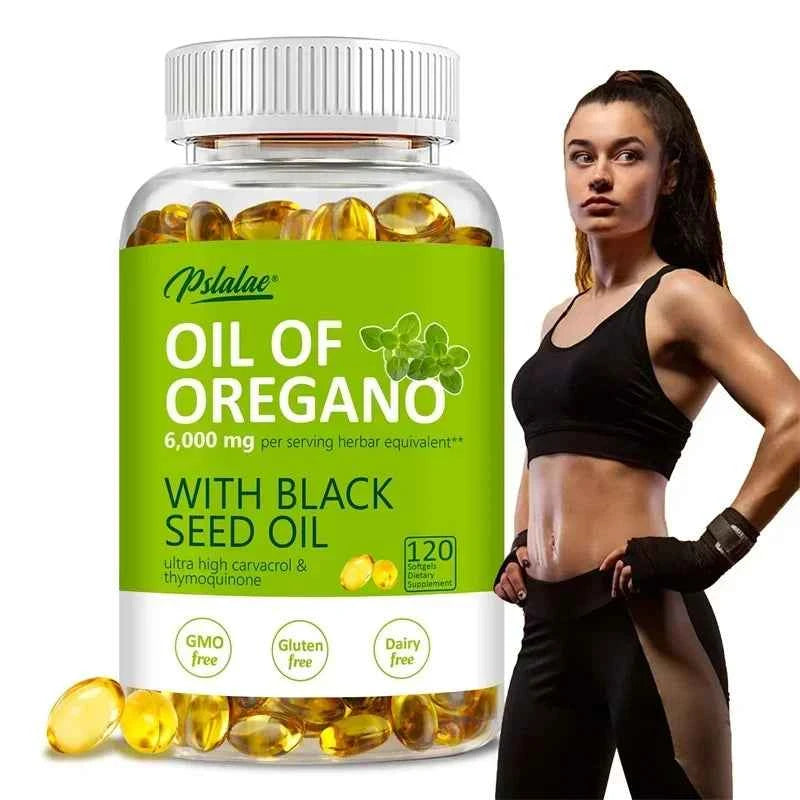 Oregano Oil Softgels - with Oregano & Black Seed Oil, for Digestion, Relieves Bloating, Boosts Immune, Antioxidant - 120pcs
