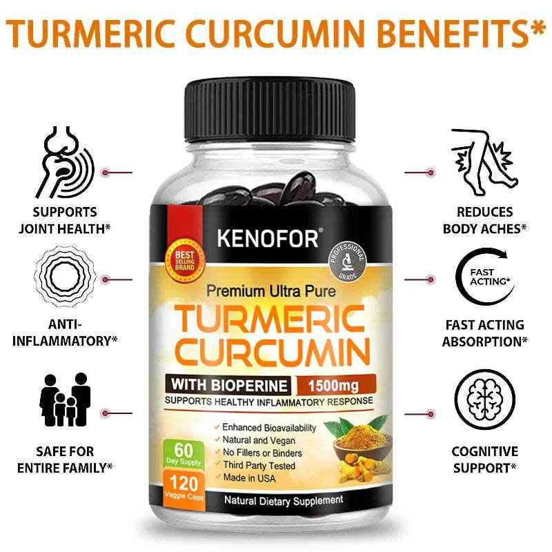Kenofor Curcumin Nutritional Supplement Supports Knee, Joint and Bone Health