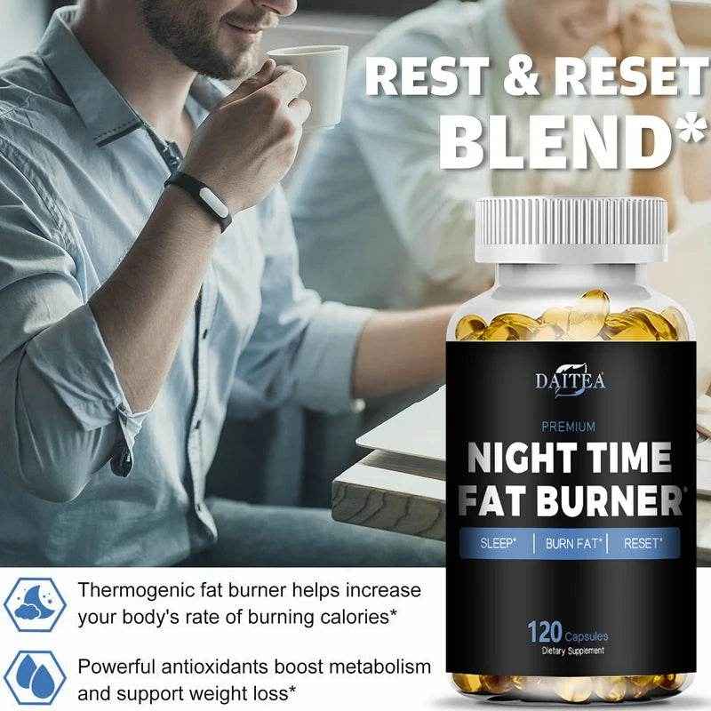 Nighttime Fat Burner Supplement - Supports Cardiovascular and Digestive Health, Benefits Sleep Quality, Weight Management