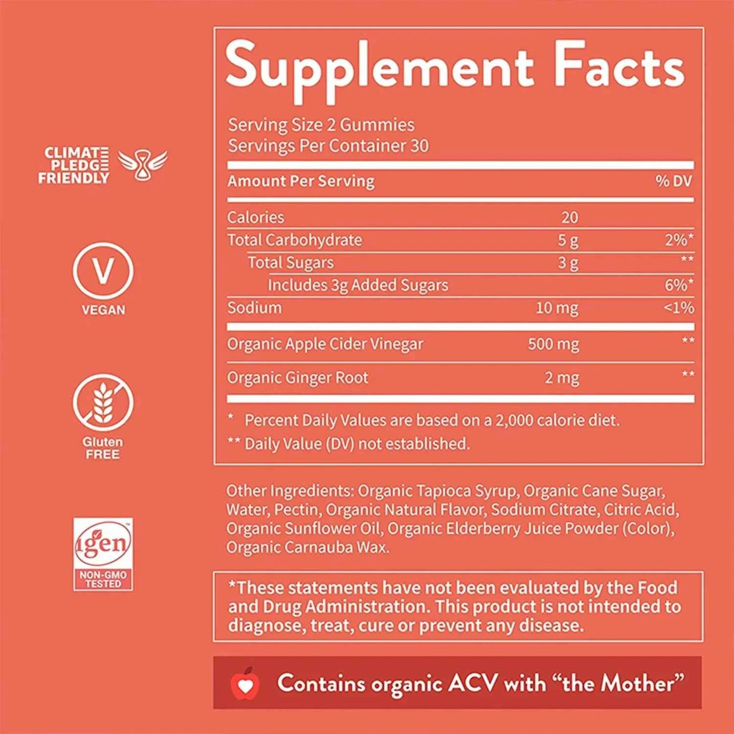 Pure Apple Cider Vinegar - Weight Management, Metabolism Boost, Fat Burning, Appetite Suppressant, Detoxification - 60 Gummies