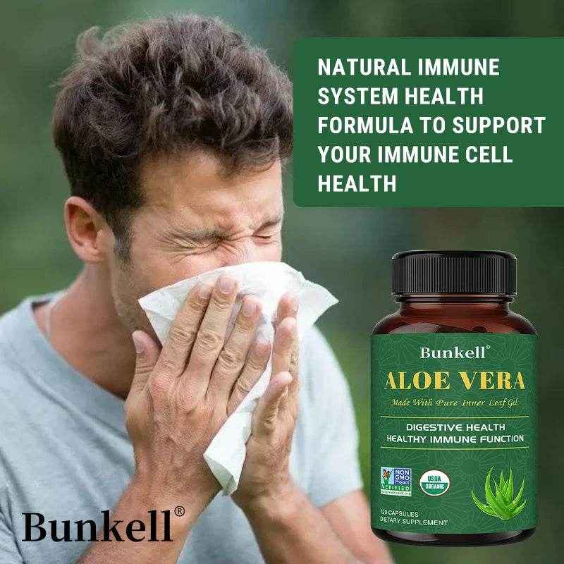 Aloe Bioactive Organic Leaf Supplement - Organic Freeze Dried Aloe 180 mg, Detox Cleanse, Gut Health, 120 Capsules