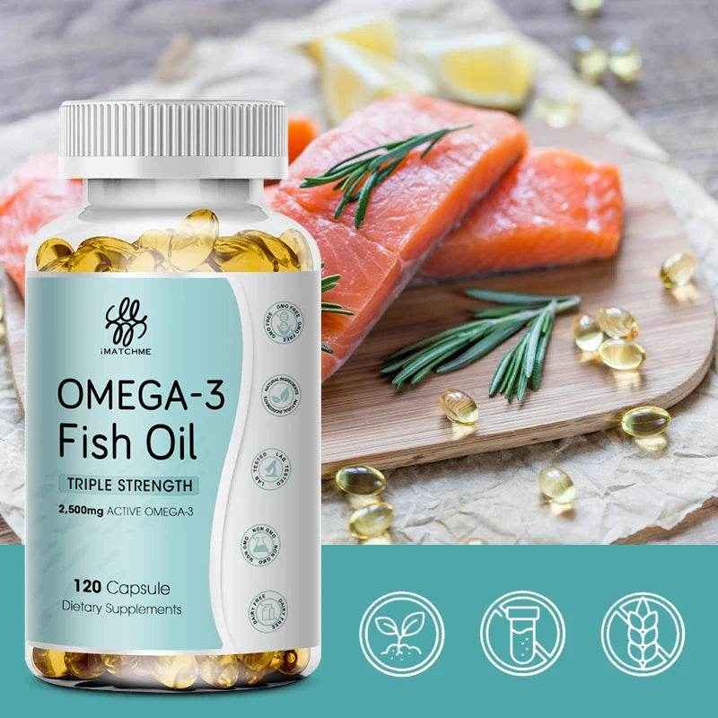 3600mg Triple Strength Omega 3 Fish Oil Supplement Rich EPA & DHA, Omega 3 Supplements for Heart, Brain & Immune Support