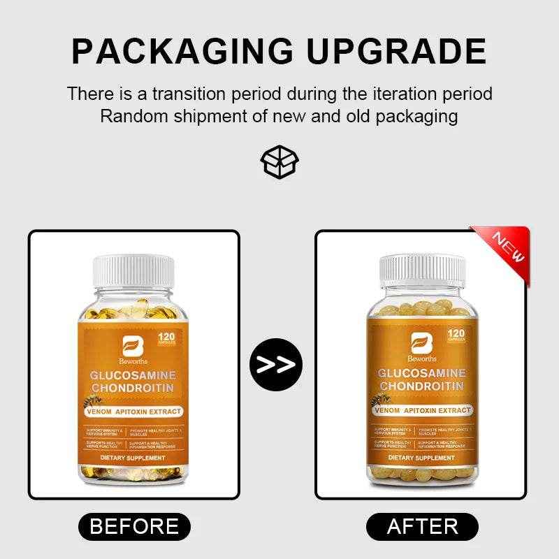 BEWORTHS Glucosamine Chondroitin Bee Venom Extract Capsules for Relieve Joint & Knee Pain Relieve Discomfort of Bones and Joint
