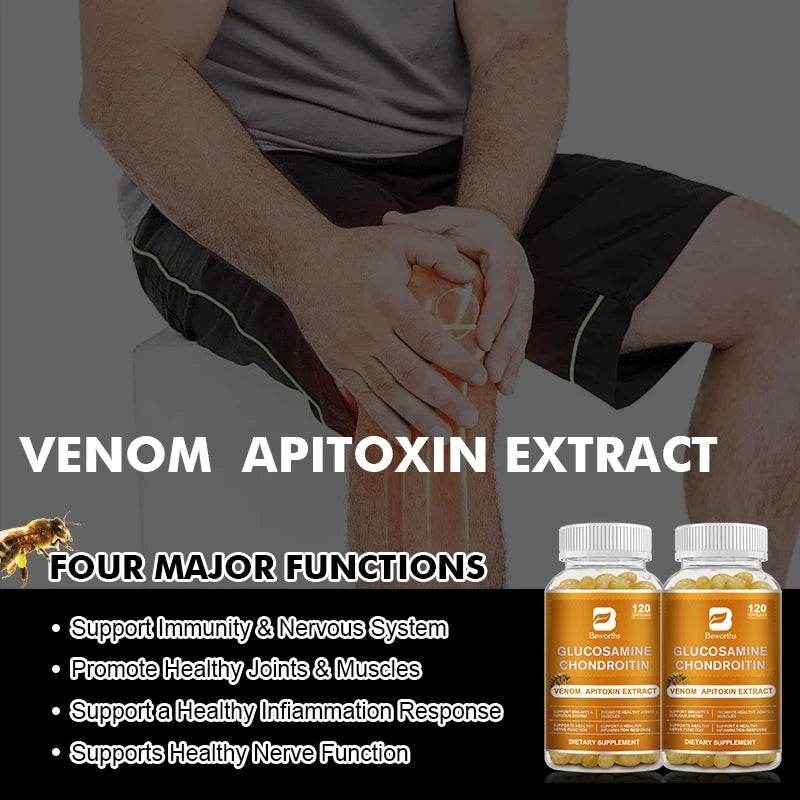 BEWORTHS Glucosamine Chondroitin Bee Venom Extract Capsules for Relieve Joint & Knee Pain Relieve Discomfort of Bones and Joint