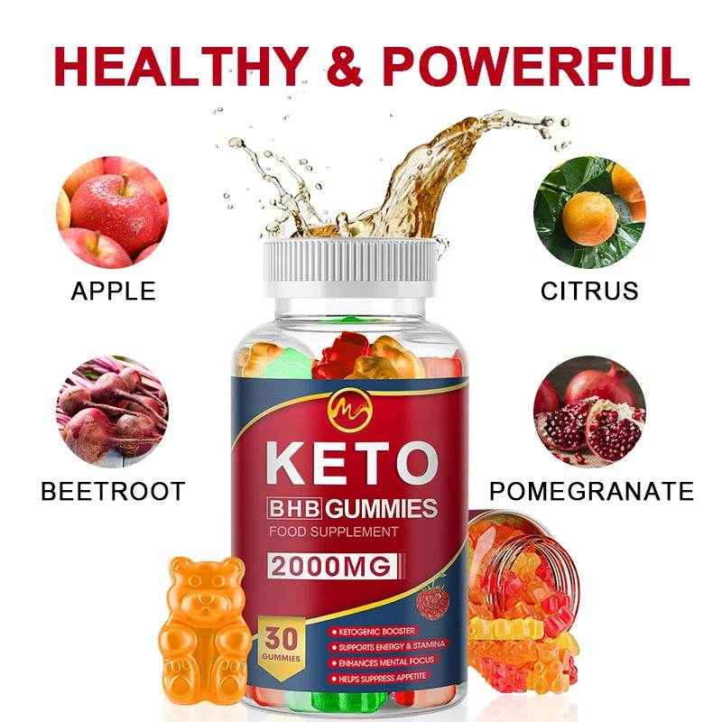 3-Pack Advanced Weight Loss Keto Gummies Ketone Fat Burner Weight Loss Detox Cleanse Immune System Dietary Supplement