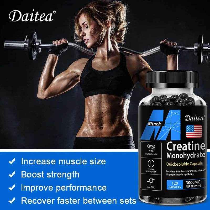 Creatine Monohydrate 3000 Mg, Easy To Absorb, Supports Strength, Muscle, Helps Replenish Muscle ATP Levels, 120 Capsules
