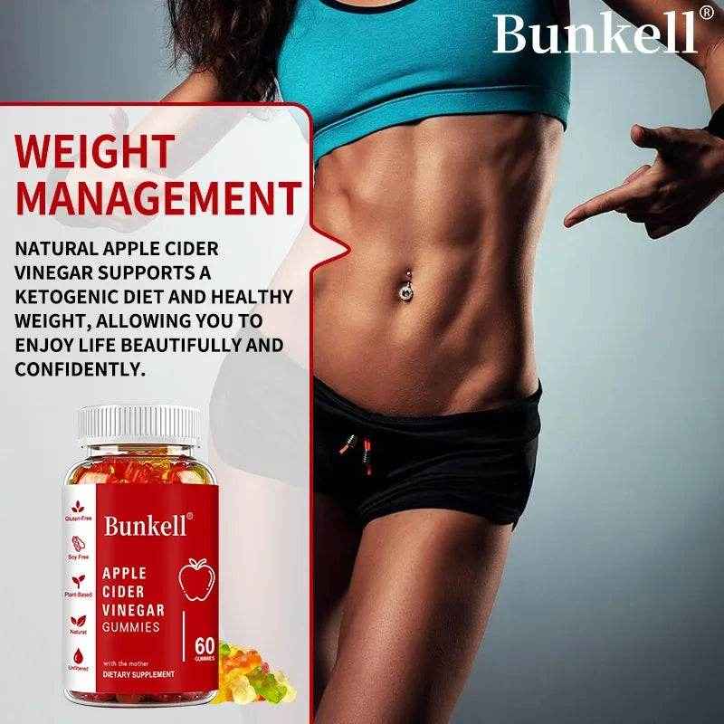 Apple Cider Vinegar Gummies - Weight Management, Digestive System, Immunity - Vitamin B12, Gluten Free, Vegetarian, Non-GMO