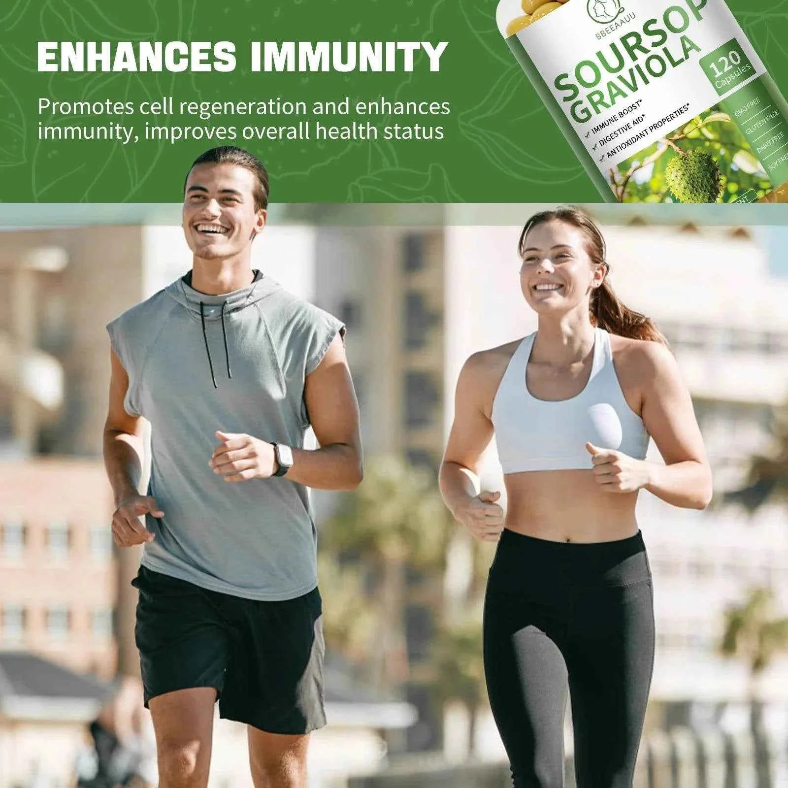 BBEEAAUU Soursop Graviola Extract Capsules for Cell Support and Regeneration, Immunity, Liver, Antioxidants Gut Digestive Health