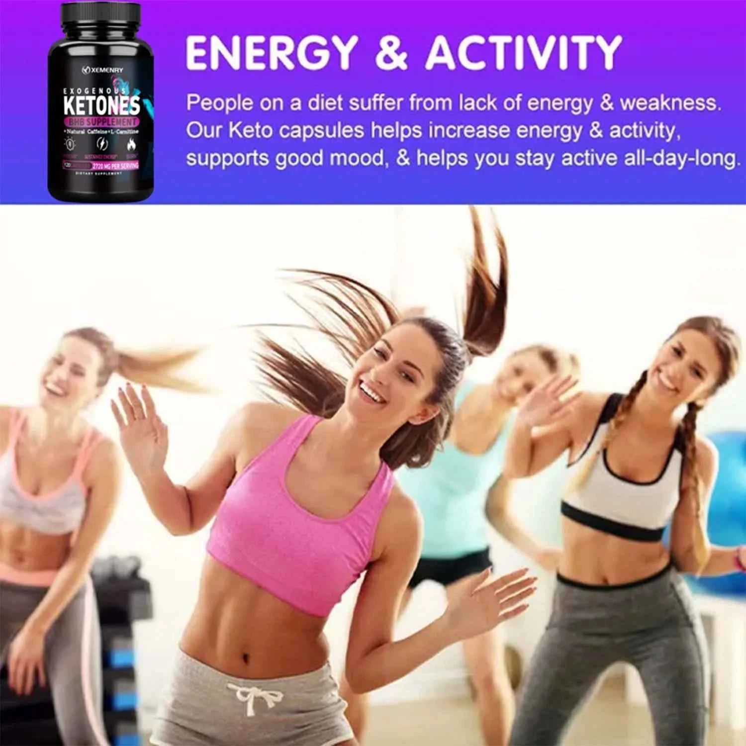 Keto BHB Exogenous Ketone - Fat Burning, Boosts Immunity, Boosts Metabolism, Food Suppressant - 120 Capsules