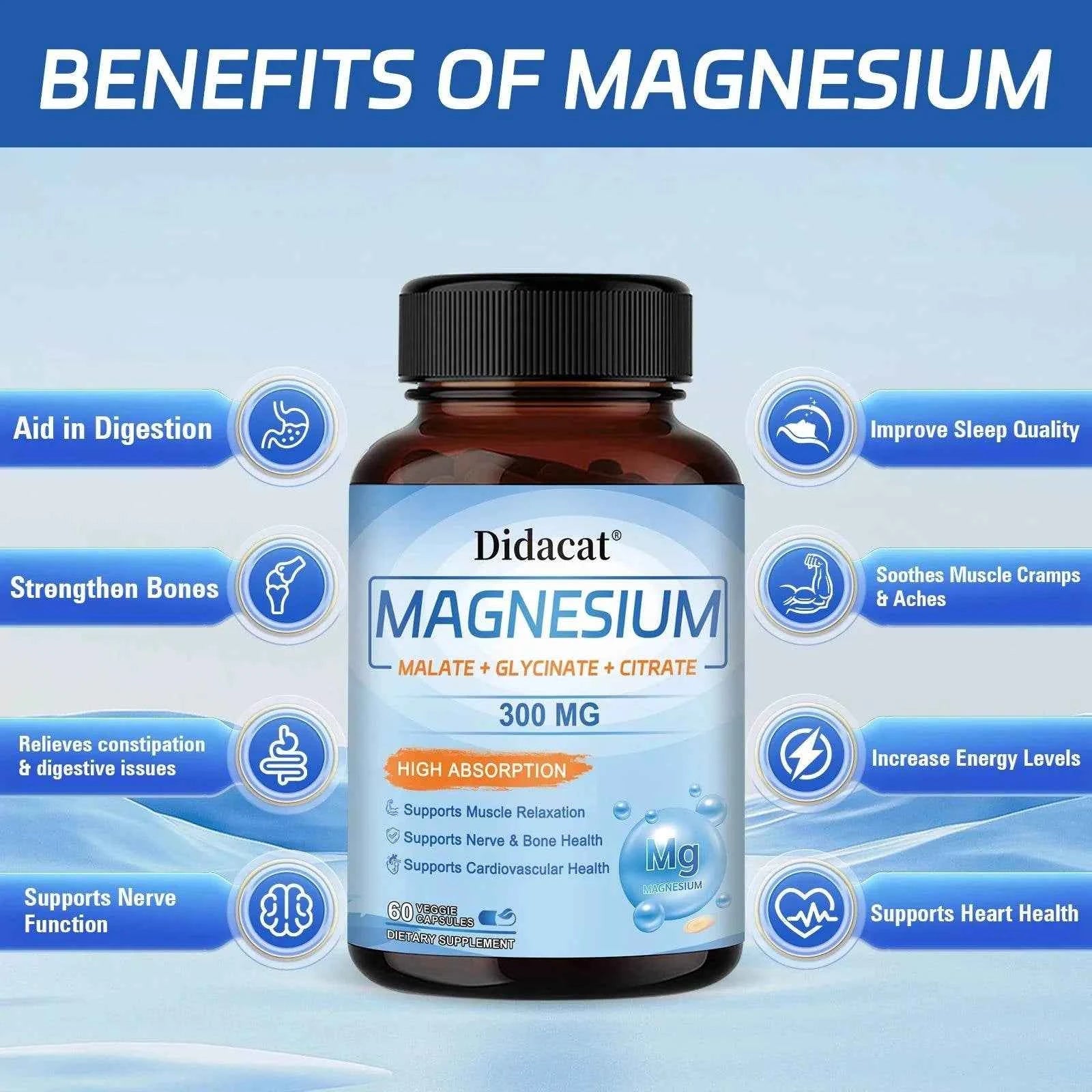 High Absorption Magnesium Complex - Supports Muscle, Nerve, Bone and Cardiovascular Health, Vegetarian, Non-GMO, 60 Capsules
