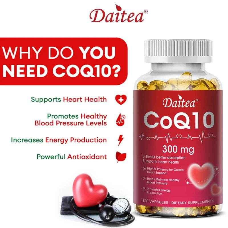 CoQ10 300mg Super 3x Absorption, Antioxidant, Good for Heart Health and Energy Production, Coenzyme Q10 Supplement