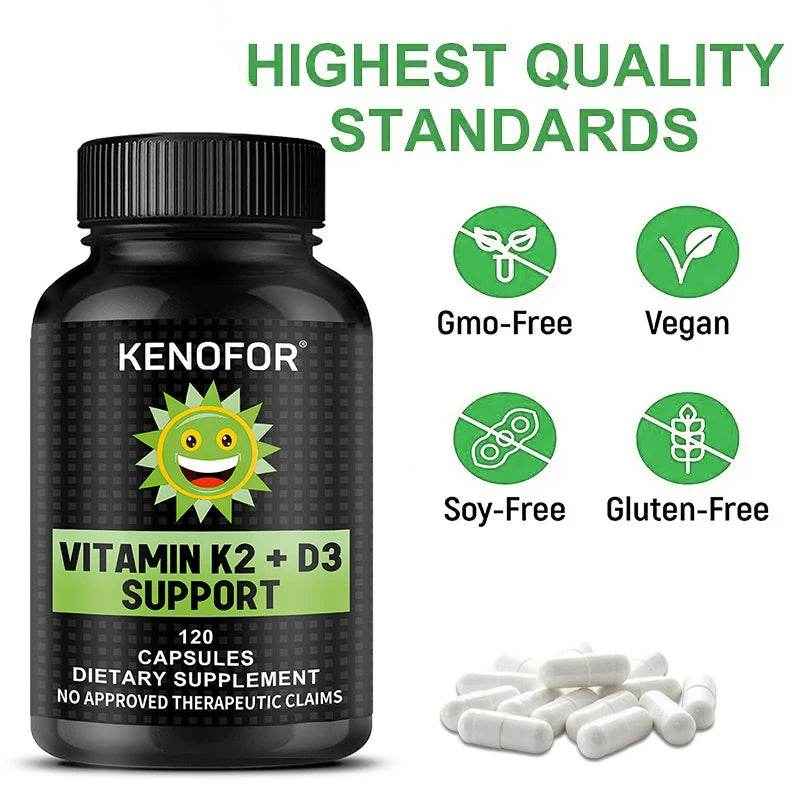 D3+K2 Supplement - 2-in-1 Natural Vitamins - Promotes Nutrient Absorption and Bone, Nervous System, and Cardiovascular Health