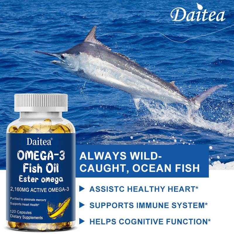 Omega 3 Fish Oil Dietary Supplement with DHA EPA to Support Eyes, Heart, Brain and Immune System