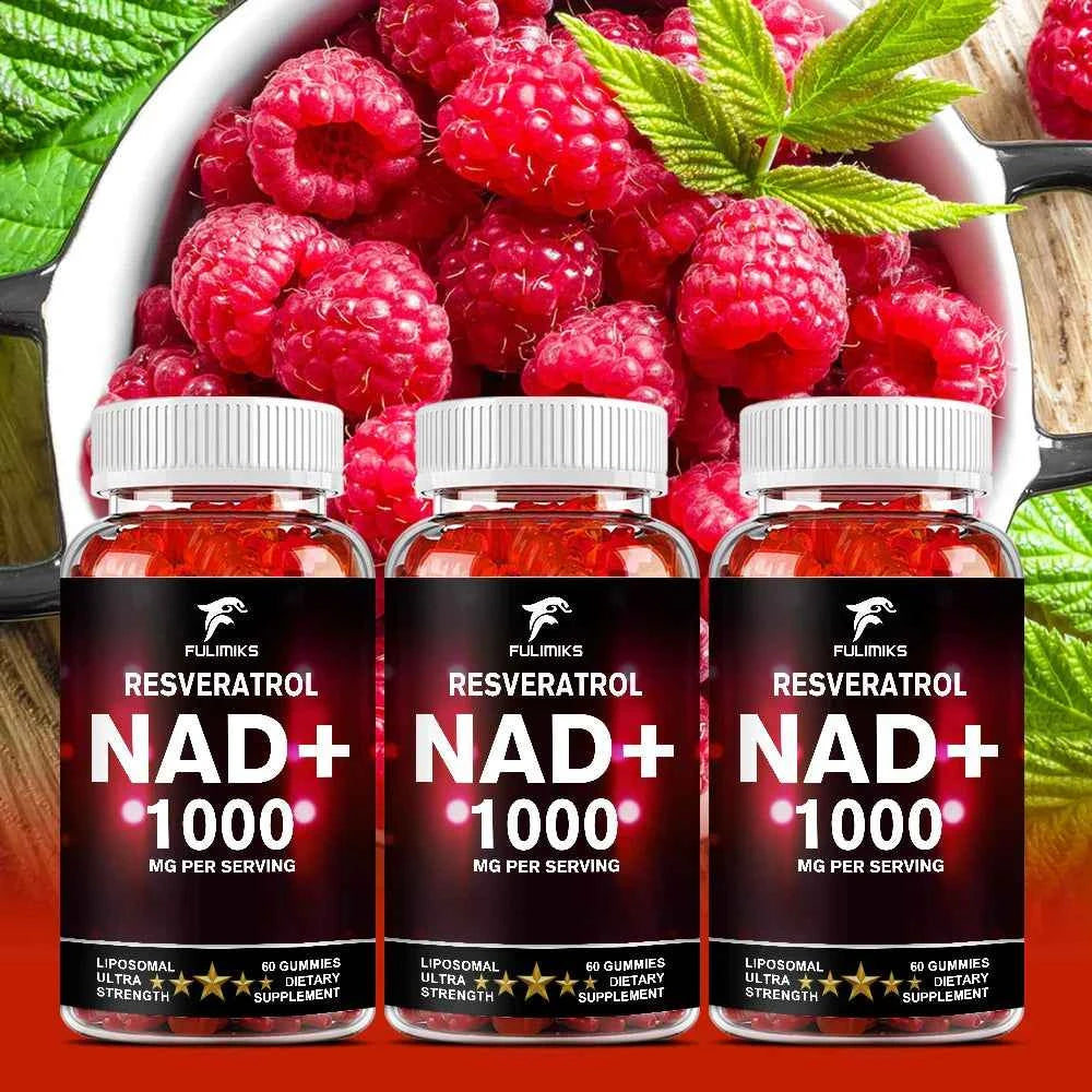 NAD+ Resveratrol Supplement Gummies - High Absorption, Energy Supplement, Daily Energy & Skin Support - 60 Gummies