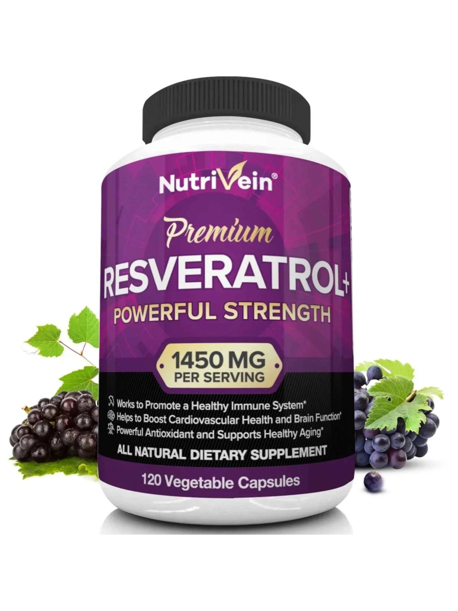 Resveratrol antioxidant supplement for boosting energy levels, immunity, anti-aging, healthy immune system, beauty