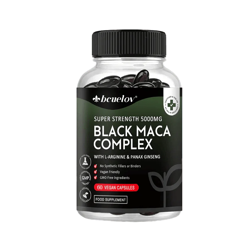 Black Maca & Ginseng Complex, Supports Energy, Muscle, Endurance, Mood, Focus, 120 Vegan Capsules