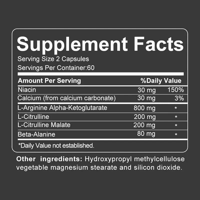 Energy Booster Capsules – Nitric Oxide + L-Citrulline for Strength, Endurance & Muscle Mass – Pre-Workout Support – 120 Capsules by 2020WFG